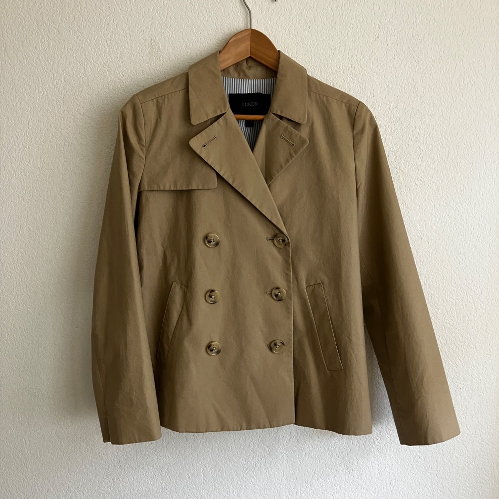 J. Crew Japanese Poplin Swing Trench Coat, size 2